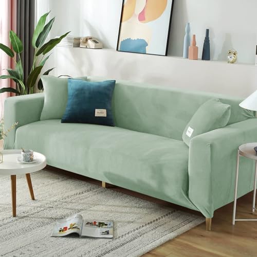 Hearda Sofabezug Stretch 1 2 3 4 Sitzer, Deluxe Plüsch Elastische Antirutsch Couchbezug Waschbar Universal Weich Sofaüberwurf für Sofaüberwurf Möbelschutz (1-Seater,Avocado) von Hearda