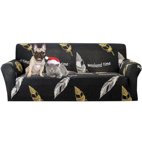 Hearda Sofabezug Stretch 1 2 3 4 Sitzer, Elastische Antirutsch Couchbezug Waschbar Kratzfest für Katzen Universal Weich Sofaüberwurf für Sofaüberwurf Möbelschutz (1-Seater,Federn) von Hearda