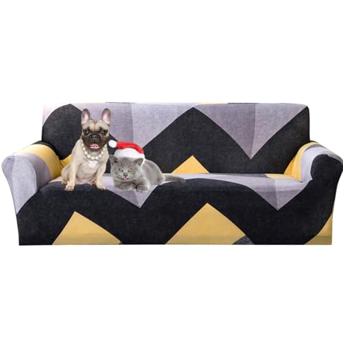 Hearda Sofabezug Stretch 1 2 3 4 Sitzer, Elastische Antirutsch Couchbezug Waschbar Kratzfest für Katzen Universal Weich Sofaüberwurf für Sofaüberwurf Möbelschutz (2-Seater,Welle) von Hearda