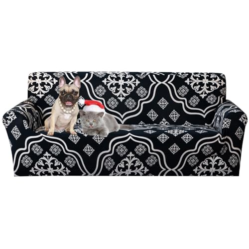 Hearda Sofabezug Stretch 1 2 3 4 Sitzer, Elastische Antirutsch Couchbezug Waschbar Kratzfest für Katzen Universal Weich Sofaüberwurf für Sofaüberwurf Möbelschutz (4-Seater,Marokko) von Hearda