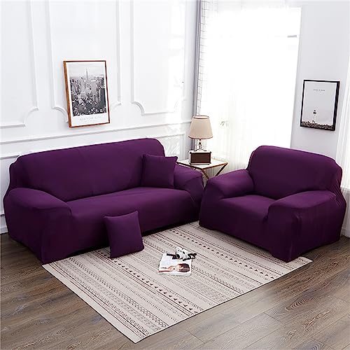 Hearda Sofabezug Stretch 1 2 3 4 Sitzer, Elastische Antirutsch Couchbezug Waschbar Universal Weich Sofaüberwurf für Sofaüberwurf (3 Plätze,violett) von Hearda