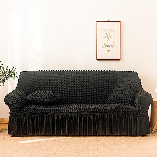 Hearda Sofabezug Stretch 1 2 3 4 Sitzer, Elastische Antirutsch Couchbezug Waschbar Universal Weich Sofaüberwurf für Sofaüberwurf Möbelschutz (Schwarz,2 Plätze) von Hearda