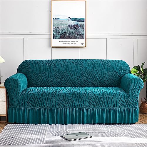 Hearda Sofabezug Stretch 1 2 3 4 Sitzer, Elastische Antirutsch Couchbezug Waschbar Weich Universal Sofaüberwurf mit Rock (3 Plätze,Aqua Duck) von Hearda
