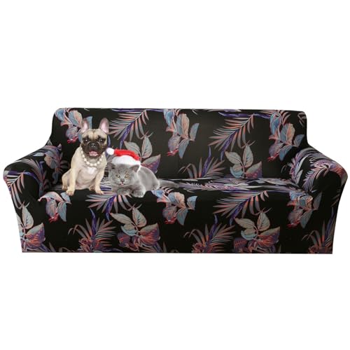 Hearda Sofabezug Stretch 1 2 3 4 Sitzer, Marokkanischer Stil Elastische Antirutsch Couchbezug Waschbar Universal Weich Sofaüberwurf für Sofaüberwurf Möbelschutz (Blatt,1-Seater) von Hearda