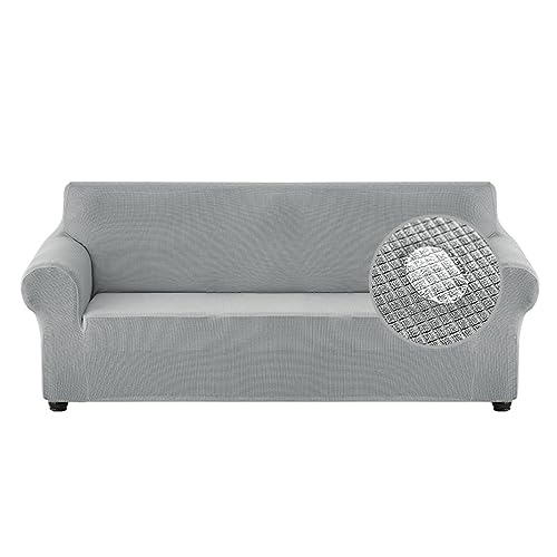 Hearda Sofabezug Stretch 1 2 3 4 Sitzer, Schön Elastische Antirutsch Couchbezug Waschbar Universal Weich Sofaüberwurf, Passend für Ecksofa L Form Sofa (Silber,1-Seater) von Hearda