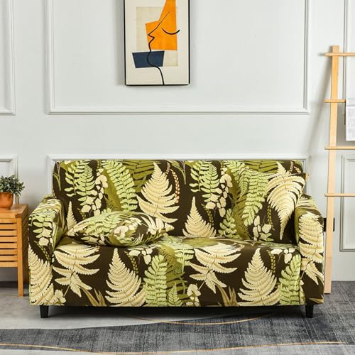 Hearda Sofabezug Stretch 1 2 3 4 Sitzer, Tierblumen-Serie Elastische Antirutsch Couchbezug Waschbar Universal Weich Sofaüberwurf für Sofaüberwurf Möbelschutz (Blatt,1-Seater) von Hearda