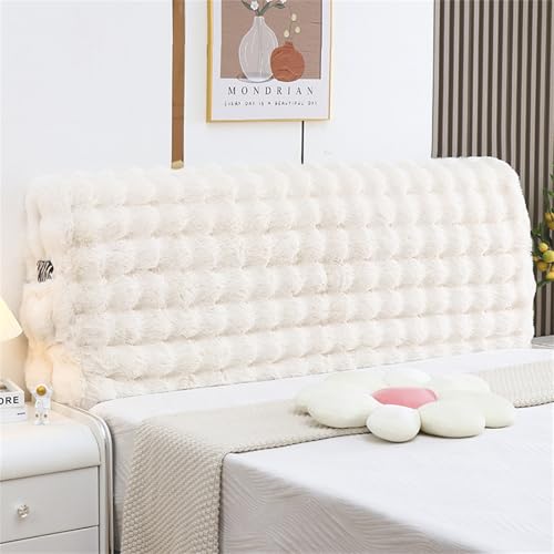 Hearda Strecken Bett Kopfteil Bezug, Flauschig Bett Kopfteil Hussen, Weich Staubdicht Bettkopfteil All-Inclusive Bettkopfteil Bezug für Schlafzimmer Bett Dekor Kopfteil (120cm,Beige) von Hearda