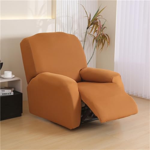 Hearda Stretchhusse für Relaxsessel,Solide Farbe Sesselschoner für Relaxsessel 4-Teilig Sesselbezug Relaxsessel Bezug Stretch Bezug für Fernsehsessel, Recliner Chair Cover Waschbar (Kamelfarbe) von Hearda