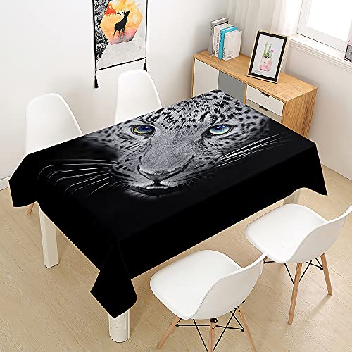 Hearda Tischdecke Weiß Abwaschbar Rechteckig, 3D Leopardenmuster Polyester Tischdecken Wasserdicht Pflegeleicht Tischtuch für Küche Party Outdoor Garten Restaurant (Persischer Leopard,100x140cm) von Hearda