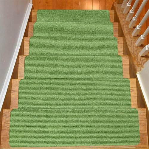 Hearda Treppenstufen Matten, Rectangular 76x20cm Treppe Treppenteppich, Stufenmatten, Treppenteppich Selbstklebend, Antirutschmatte Innenbereich für Schutz Kinder, Ältere (9pc,grün1) von Hearda