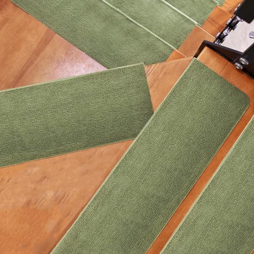 Hearda Treppenstufen Matten 55/70cm Treppe Treppenteppich, Stufenmatten 5/10 Stück, Treppenteppich Selbstklebend, Antirutschmatte Innenbereich für Schutz Kinder, Ältere (10PCS-70CM,Grün) von Hearda