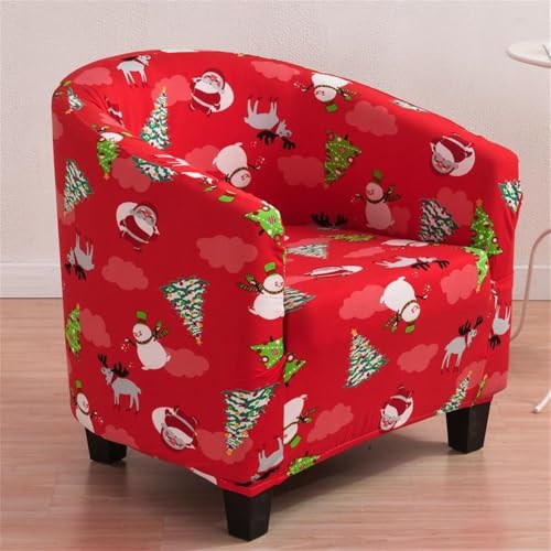Hearda Weihnachten Sesselschoner 1-Teilig Sesselbezug, Stretch Spandex Sesselüberwurf Weiches Modern Sesselhusse,für Wohnzimmer Clubsessel Esszimmer Büro Sessel Bezug (Weihnachtsmann) von Hearda
