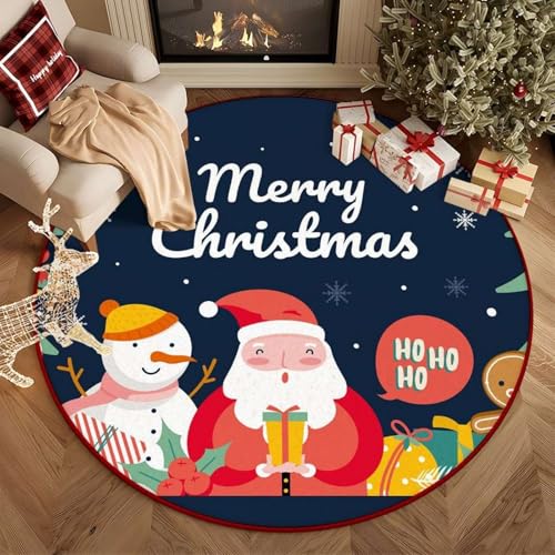 Hearda rutschfest Teppich, 3D Weihnachten Reppich Schlafzimmer, Rund Rot Innenbereich Teppich, Reppich für Wohnzimmer, Kinderzimmer, Büro (Marineblau 1,60cm) von Hearda