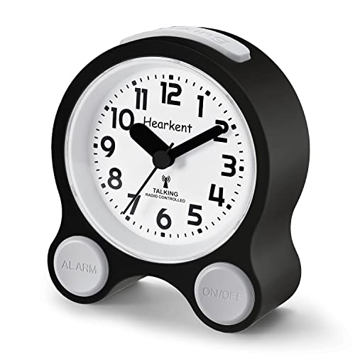 Hearkent Atomic Sprechende Uhr, 5 Sets von separaten Alarmen, englisch sprechend, angenehm männlich oder weiblich, Stimme umschaltbar (schwarz) von Hearkent