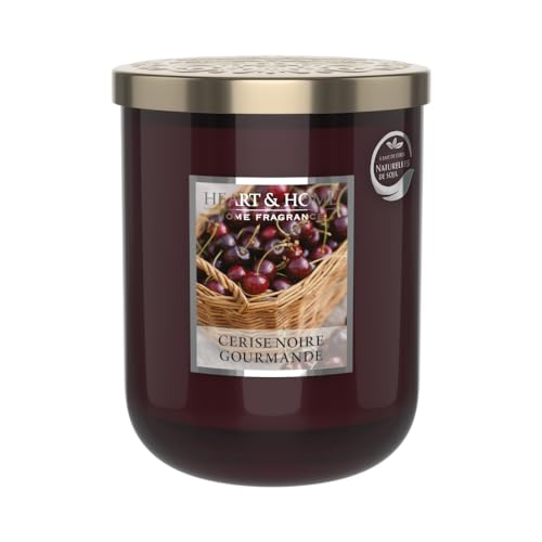 HEART & HOME - Duftkerze auf Basis von natürlichem Sojawachs für zu Hause - Großes Glas Schwarze Kirsche Gourmet - 75h Brenndauer - Geschenk, Dekoration und Duft für Zuhause HEART & HOME - Duftkerze auf Basis von natürlichem Sojawachs für zu Hause - Großes Glas Schwarze Kirsche Gourmet - 75h Brenndauer - Geschenk, Dekoration und Duft für Zuhause von Heart and Home
