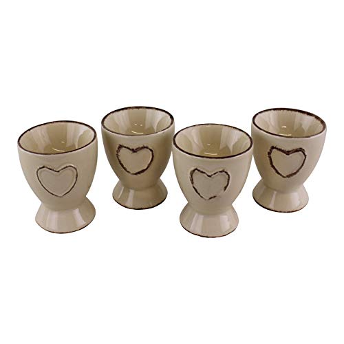 Set Of 4 Heart Range Ceramic Egg Cups von Heart and Home