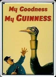 Heart of Ireland Guinness Mini-Blechschild Blechpostkarte - Ostrich - 8x11cm Nostalgieschild Retro Schild Metal tin Sign von Heart of Ireland