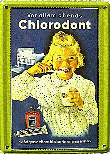 Heart of Ireland Mini-Blechschild Chlorodont - vor allem abends, 8 x 11 cm von Heart of Ireland