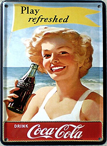 Heart of Ireland Mini-Blechschild Coca Cola - Play Refreshed Strand, 8 x 11 cm von Heart of Ireland