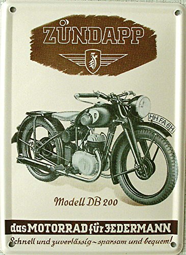 Heart of Ireland Mini-Blechschild Zündapp - Modell DB 200, 8 x 11 cm von Heart of Ireland