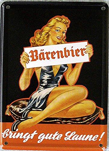 Mini-Blechschild Bärenbier - bringt gute Laune, 8 x 11 cm von Heart of Ireland
