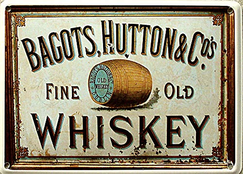 Mini-Blechschild Bagots Hutton Whiskey, 11 x 8 cm von Heart of Ireland