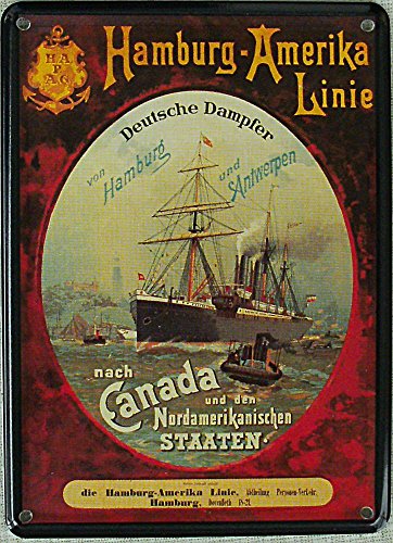 Mini-Blechschild Hamburg Amerika Linie (Canada), 8 x 11 cm von Heart of Ireland