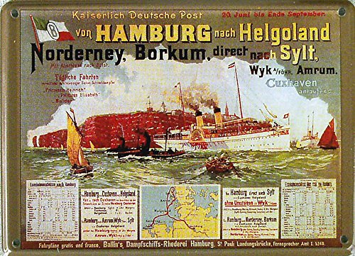 Mini-Blechschild Hamburg Helgoland Sylt, 11 x 8 cm von Heart of Ireland