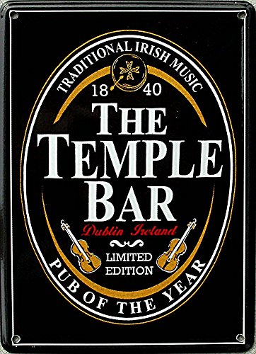 Mini-Blechschild The Temple Bar, schwarz, 8 x 11 cm von Heart of Ireland