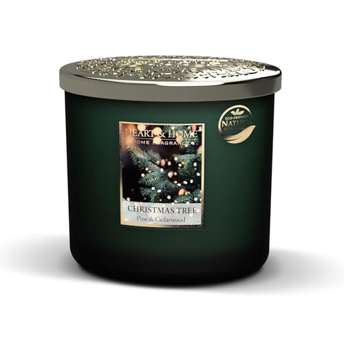 Duftkerze Ellipse, 2 Dochte, 220 g - 40 h, Modell Weihnachtsbaum (Kiefer und Zeder) Heart & Home von Heart & Home