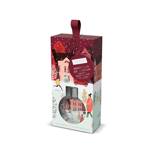 HEART & HOME - Raumduft für zu Hause – Duftspender Batônnets Weihnachtszauber – 70 ml – Geschenk, Dekoration und Duft für Zuhause – Glasflasche von Heart & Home