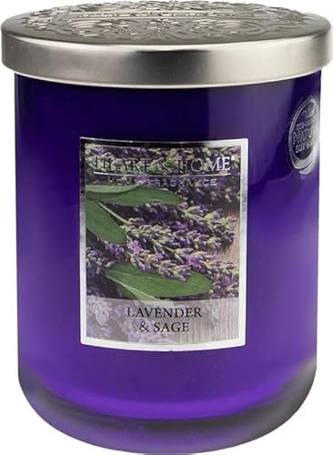 Heart & Home Grosse Duftkerze im Glas Duftnote Lavender & Sage (Lavendel&Salbei) 340g Inhalt: 0,34 Kilogramm (97,03 € * / 1 Kilogramm) von Heart & Home