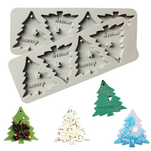 Silikonform für Weihnachtsbaum, Aromatherapie, für Kerzenherstellung, 3D-Weihnachtsbaum, hängende Ornamente, Silikonformen für DIY, Weihnachten, Party, Tisch, Heimdekoration, 2 Stück Silikonform für Weihnachtsbaum, Aromatherapie, für Kerzenherstellung, 3D-Weihnachtsbaum, hängende Ornamente, Silikonformen für DIY, Weihnachten, Party, Tisch, Heimdekoration, 2 Stück von HeartYue