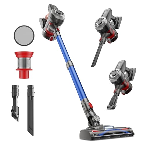 Hearten Akku Staubsauger Kabellos 25KPa Akkusauger Leise Bis zu 60 Min Laufzeit mit Touchscreen und Anti Tangle Bürste Für Tierhaare Hartböden Teppich, Gold von Hearten
