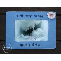 Muttertagsgeschenk Personalisierter Bilderrahmen Mama Rahmen Geschenk Für Mutter I Love My Mom Custom Fotorahmen von HeartfeltByHeatherDS