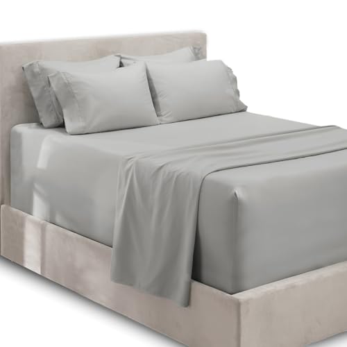 Hearth & Harbor 4 Piece Bed Sheet Set Extra Deep Pocket, Fits Mattress from 18-24 inces Depth, Twin, Silver von Hearth & Harbor