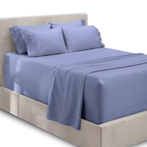 Hearth & Harbor 6 Piece Bed Sheet Set Extra Deep Pocket, Fits Mattress from 18-24 inces Depth, Full, Steel Blue Hearth & Harbor 6 Piece Bed Sheet Set Extra Deep Pocket, Fits Mattress from 18-24 inces Depth, Full, Steel Blue von Hearth & Harbor