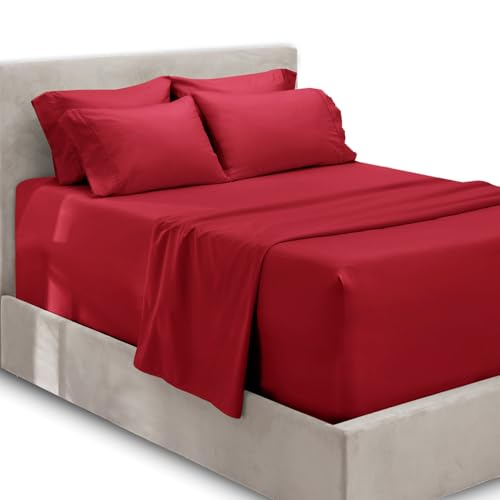 Hearth & Harbor 6 Piece Bed Sheet Set Extra Deep Pocket, Fits Mattress from 18-24 inces Depth, Queen, Burgundy Hearth & Harbor 6 Piece Bed Sheet Set Extra Deep Pocket, Fits Mattress from 18-24 inces Depth, Queen, Burgundy von Hearth & Harbor