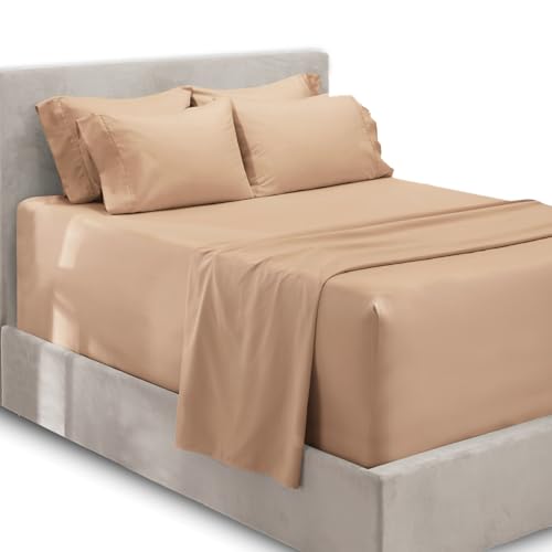Hearth & Harbor 6 Piece Bed Sheet Set Extra Deep Pocket, Fits Mattress from 18-24 inces Depth, Split King, Taupe Hearth & Harbor 6 Piece Bed Sheet Set Extra Deep Pocket, Fits Mattress from 18-24 inces Depth, Split King, Taupe von Hearth & Harbor