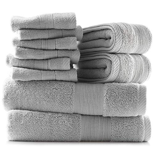 Hearth & Harbor Badetücher für Badezimmer – 100% ringgesponnene Baumwolle Luxus-Badetücher – weiche und sehr saugfähige Badetücher Set, 10-teiliges Set (2 Badetücher, 2 Handtücher, 6 Waschlappen) – von Hearth & Harbor