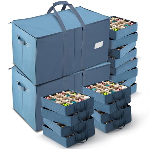 Hearth & Harbor Große Aufbewahrungsbox mit verstellbaren Trennwänden – Ornament-Aufbewahrungsbehälter für 128 Weihnachtsschmuck oder Dekorationen von Hearth & Harbor