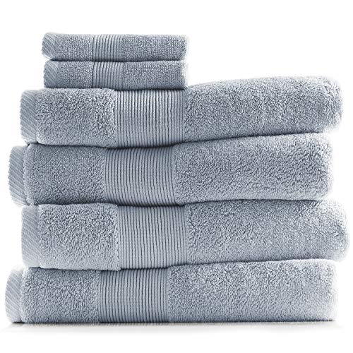 Hearth & Harbor Set aus 100% Baumwolle – Ultra weich & sehr saugfähig Strand, Spa & Bad Duschtücher, 4 Bade- und 2 Waschlappen, eisblau von Hearth & Harbor