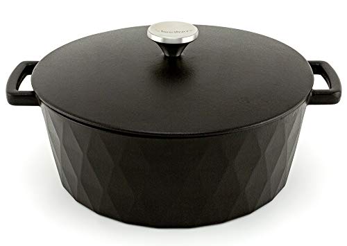 HearthStone Cookware - Emaillierter Gusseisen-Diamant-Topf, mattschwarz, 28 cm, 6,9 l, für alle Oberflächen, einschließlich Induktion und Backofen. von HearthStone Cookware