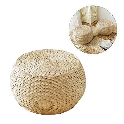 Design Pouf Sitzkissen Rund Kissen Stricken Handgewebte NatÜRliche Gewebte Webart Gras Futon Bodenkissen Handgefertigte Stroh Gewebt Zafu Yoga Meditation Mat Runde Quadrat Geflochtene Pad Garten ESS von Hearthrousy