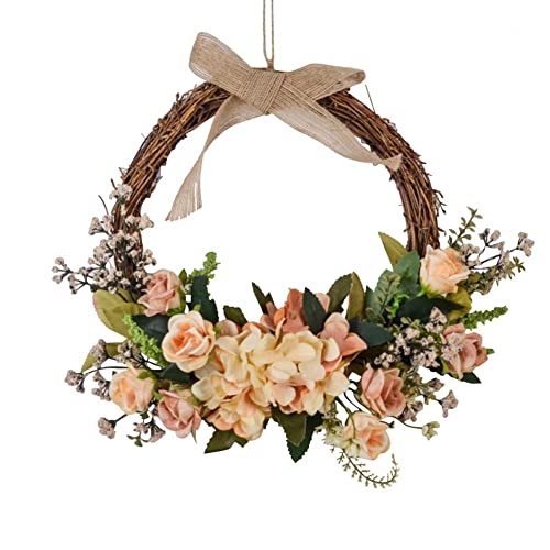 Hearthrousy Türkranz Künstliche ganzjährig haustür modern Deko Blumenkranz Wandkranz Künstliche Hortensie Girlande Dekokranz für Hochzeit Wohnzimmer Wanddeko Frühling Fensterdeko von Hearthrousy