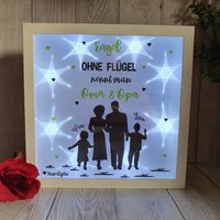 Beleuchteter Bilderrahmen Leuchtrahmen Beleuchtetes Wandbild Leuchtbild Oma Opa Großeltern Enkel Spruch Silhouette Personalisiert Muttertag von Heartlightsgeschenke