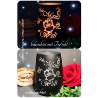 Personalisiertes Windlicht Eule Beste Mama Der Welt Verrückt Lasergraviert Mit Wunschspruch Leuchtglas Geschenk Muttertag Freunde Gravur von Heartlightsgeschenke