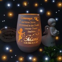 Personalisiertes Windlicht Graviert Name Spruch Engel Mama Sterne Erinnerungslicht Grablicht Trauerlicht Sternenkind Gedenklicht Grabvase von Heartlightsgeschenke