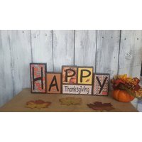 Happy Thanksgiving-Schild - Frohe Weihnachten Reversibles Holzschild Weihnachtsschild Vinyl Buchstabenblock Rustikal Happy Thanksgiving-Schild - Frohe Weihnachten Reversibles Holzschild Weihnachtsschild Vinyl Buchstabenblock Rustikal von HeartnHandsTreasures