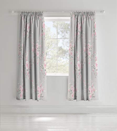 Catherine Lansfield Canterbury Vorhänge mit Bleistiftfalten, 168 x 183 cm, Grau, Textil, Pencil Pleat Curtains-66x72 Inch von Catherine Lansfield